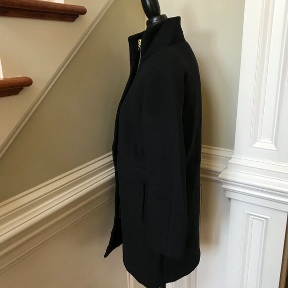 NWT JCREW NEW Cocoon Coat Jacket Womens 0 Black Italian Stadium Cloth Wool BM952 - Picture 8 of 12